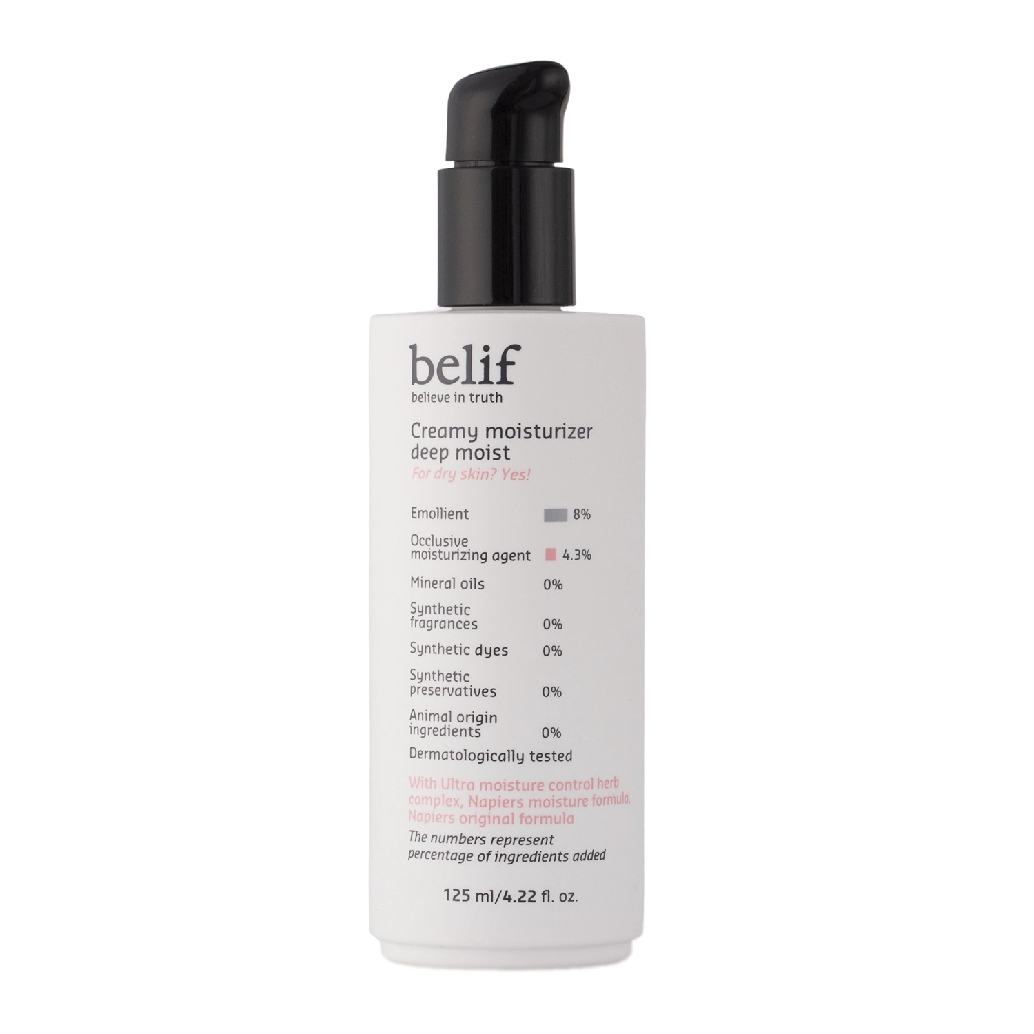 Belif - Creamy Moisturizer Deep Moist - Інтенсивно зволожувальний крем для обличчя та зони декольте - 125ml