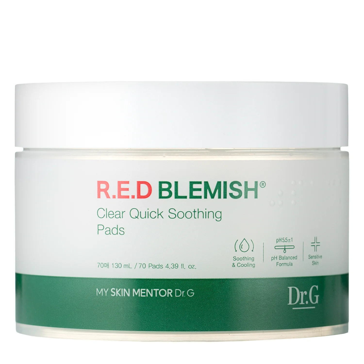 Dr.G - Red Blemish Clear Quick Soothing Pads - Заспокійливі педи для обличчя - 70шт.