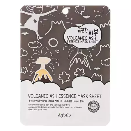 Esfolio - Pure Skin Volcanic Ash Essence Mask Sheet - Тканинна маска з вулканічним попелом для очищення пор - 25ml