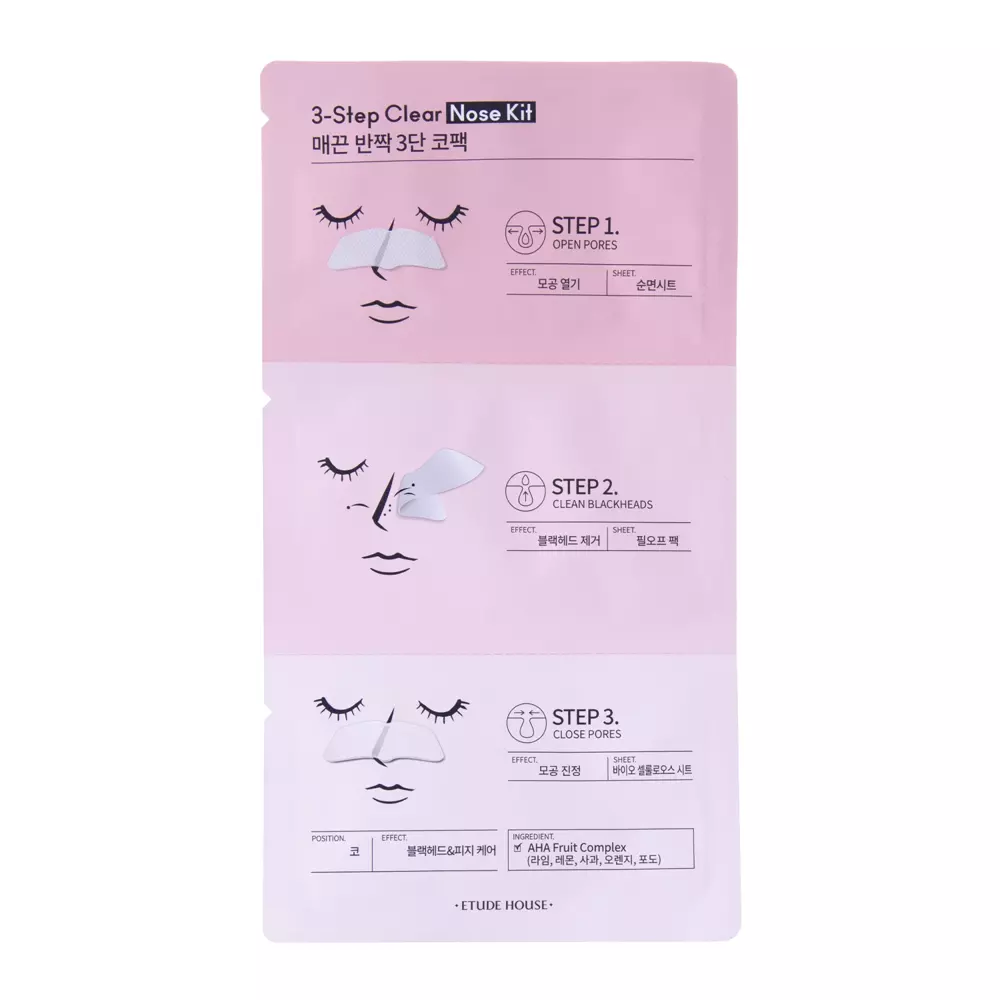 Etude House - 3-Step Clear Nose Kit - 3-етапний набір проти чорних цяток на носі - 9ml