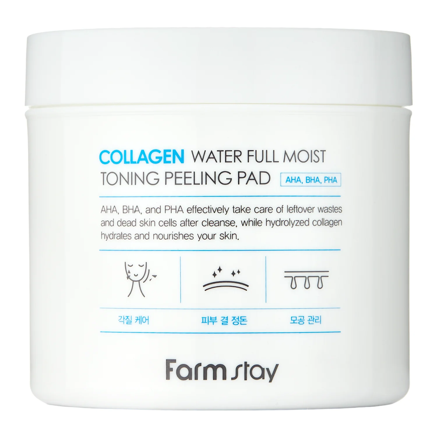 Farmstay - Collagen Water Full Moist Toning Peeling Pad - Тонізуючі та відлущувальні педи з колагеном - 70шт./150ml