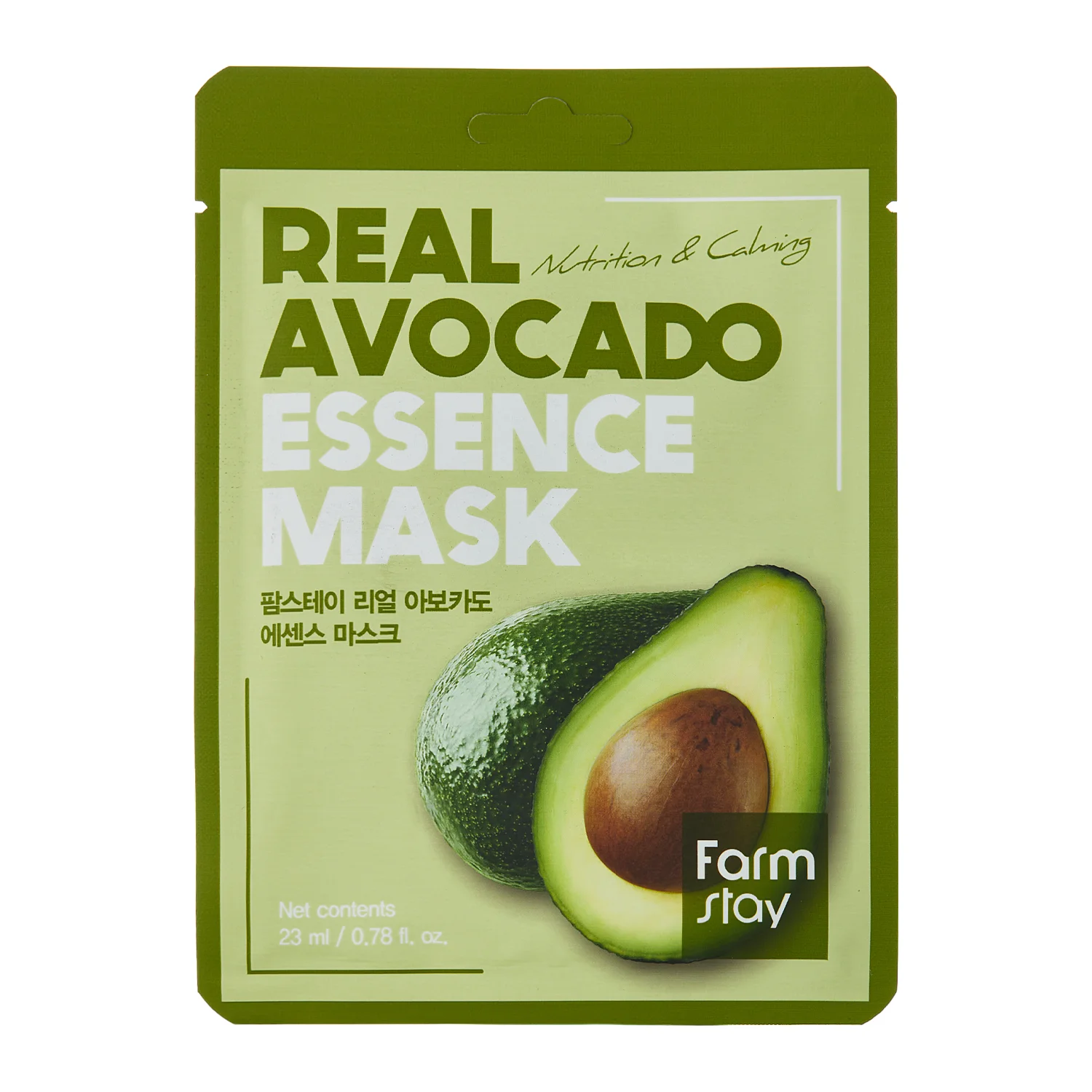 Farmstay - Real Avocado Essence Mask - Живильно-заспокійлива тканинна маска з екстрактом авокадо - 23ml/1шт.
