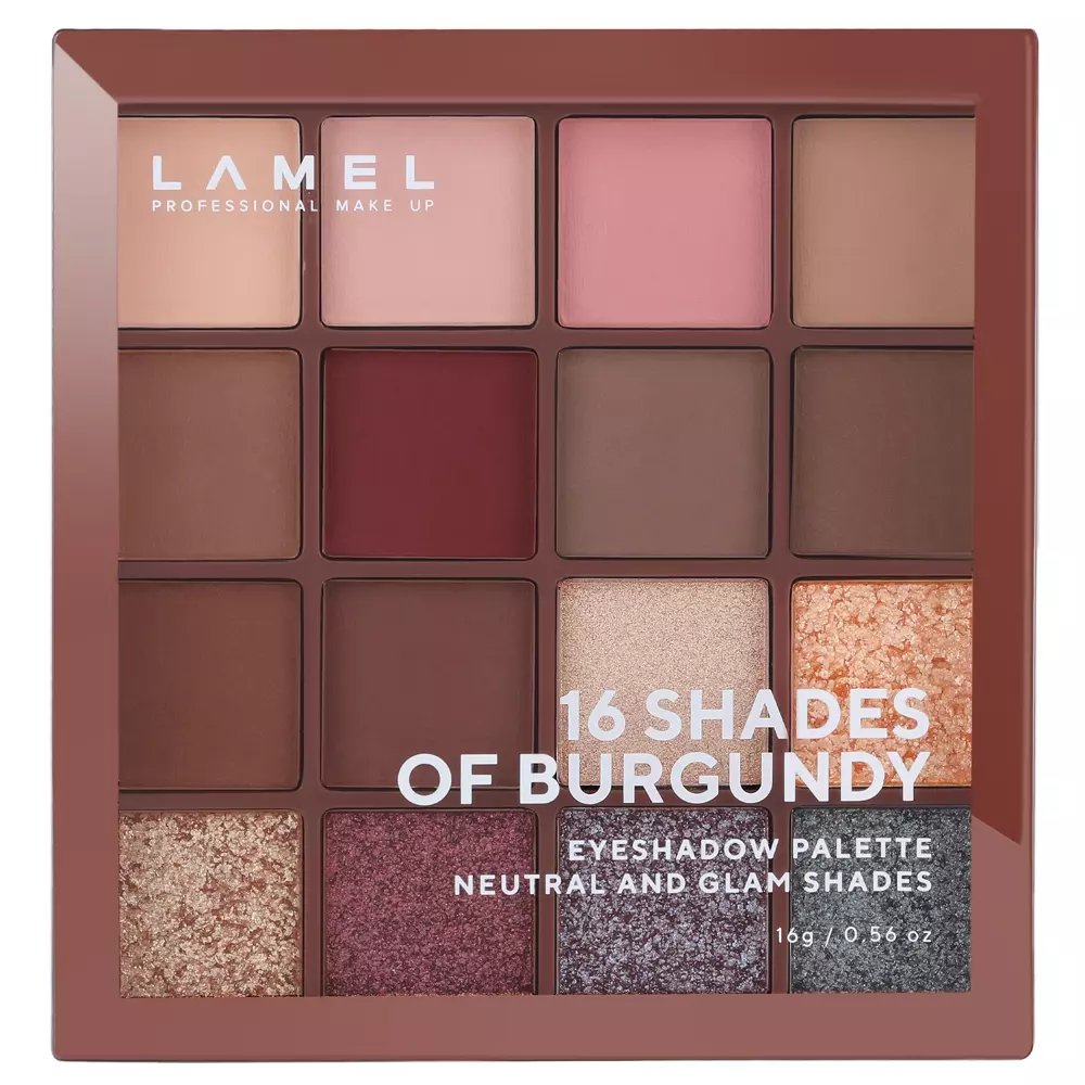 LAMEL - Палітра тіней для повік - 16 Shades of Burgundy - Burgundy 16-4 - 16g