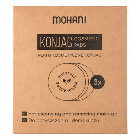 Mohani - Багаторазові рослинні косметичні диски конняку - 3 шт.
