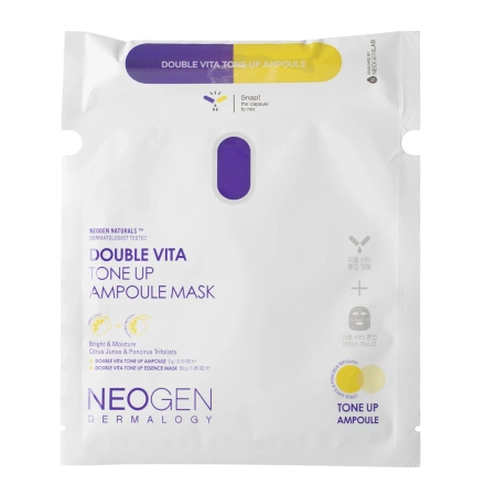 Neogen - Dermalogy Double Vita Tone Up Ampoule Mask - Освітлювальна тканинна маска для обличчя - 1шт./33g