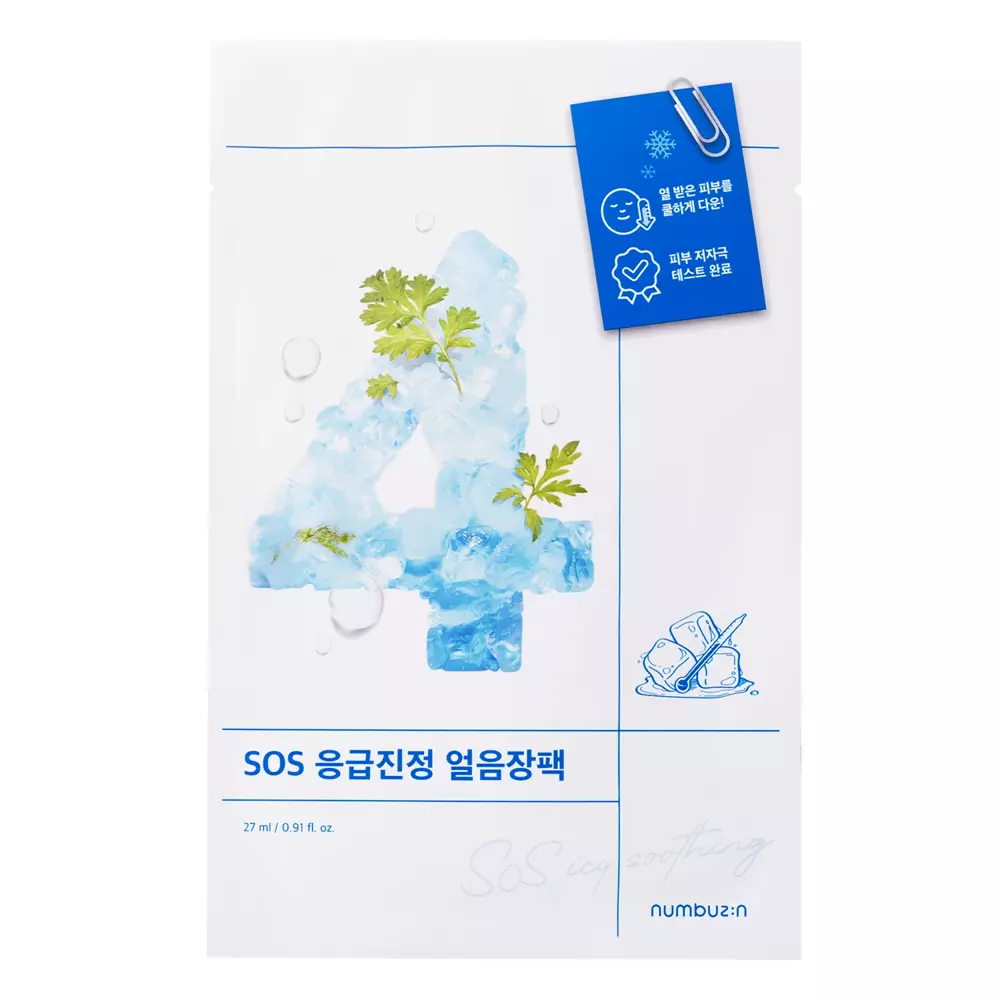 Numbuzin - No.4 - Охолоджувальна тканинна маска для обличчя - Icy Soothing Sheet Mask - 27ml