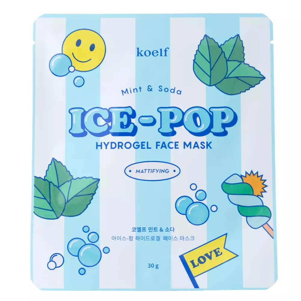 Petitfee - Koelf Mint & Soda ICE-POP Hydrogel Mask - Матуюча гідрогелева маска для обличчя - 30g
