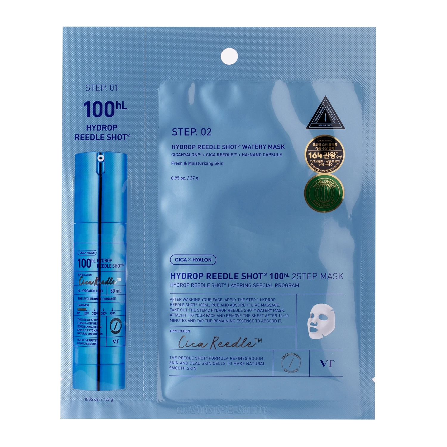 VT Cosmetics -  Hydrop Reedle Shot 100hL 2-Step Mask - Зволожувальна гідрогелева маска для обличчя - 1шт./38g